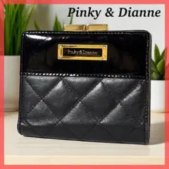 未使用✨本革✨PINKY&DIANNE✨ピンダイ✨がま口✨二つ折り財布✨ブラック PINKY&DIANNE 【50%OFF】【正規販売店】PINKY&DIANNE インター