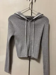 INGNI リブニットジップパーカー グレー