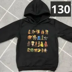 イタリアンブレインロット　裏起毛パーカー　黒　　130 ab704