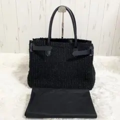 〖美品〗バンヤードストーム かごバッグ トートバッグ 肩かけ A4収納可能 黒
