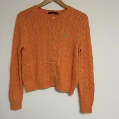 【美品】Ralph Lauren ケーブルニットカーディガン オレンジ L
