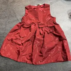 レッド リボン付き フレアワンピース 85cm