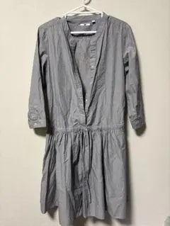 ☆新品未使用☆UNIQLO グレー 長袖 シャツワンピース L