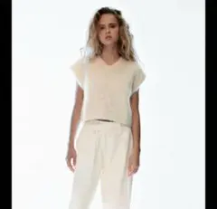 ZARA シャギーニット ベスト Vネック