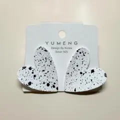 『どれでも2点で450円』M298 大ぶり ダルメシアン柄 ハートピアス