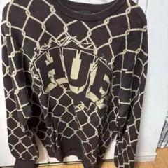 HUF チェーン柄 ニット セーター ブラウン L