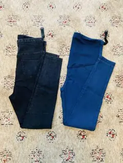 マタニティ　スキニーデニムパンツ ダークブルー　ブラックデニム　2枚セット