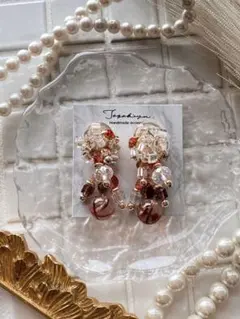 ハンドメイド ピアス イヤリング 浴衣にぴったり♪ レッド②
