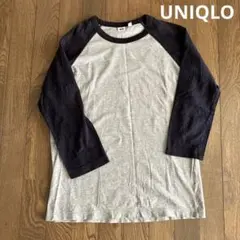 UNIQLOユニクロ　クルーネックT七分袖　ラグランT グレー　ネイビーのサムネイル