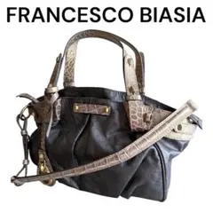 FRANCESCO BIASIA 2WAY ハンドバッグ　クロコ型　ダークグレーのサムネイル