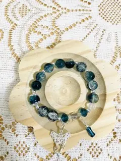 ハンドメイド 青色ビーズ ブレスレット