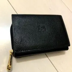 極美品　イルビゾンテ 三つ折り財布 シボ革 本革 レザー ブラック 希少