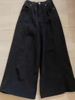 MAITRESSE 黒 異素材コーデュロイ ワイドパンツ