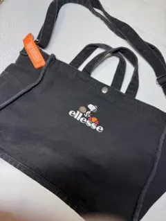 ellesse スヌーピー キャンパスショルダーバッグ ブラック