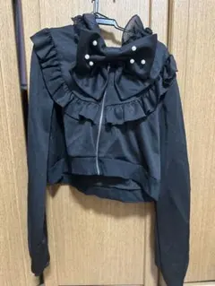 4L Majoretty フード うさ耳付き フーディ♡ジップアップパーカー 黒 