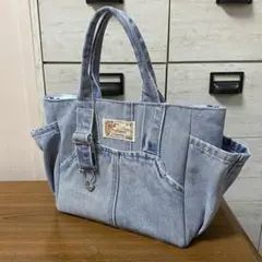 デニムリメイク⭐️オーバーオール⭐️ハンドバッグ⭐️デニムバッグ⭐️トート⭐️ハンドメイド
