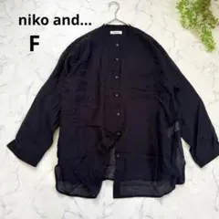 niko and... ニコアンド◆バンドカラー シアーシャツ 長袖 ブラックのサムネイル
