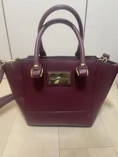 JIILSTUARTバーガンディ ハンドバッグ ショルダーストラップ付き