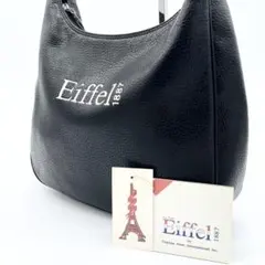 【美品】Eiffel 1887 ワンショルダー　バッグ　レザー　黒　白　ロゴ刺繍のサムネイル