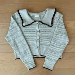 LOWRYS FARM BIGカラーレーシーカーディガン
