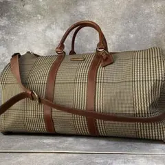 一度使用 ポロラルフローレン 千鳥格子 2WAY ボストンバッグ 茶 