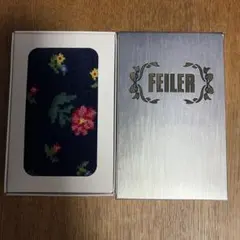 FEILER 花柄 ネイビー ハンカチ