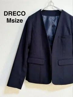 【美品】DRECO ノーカラージャケット Mサイズ ネイビー フェリシモ