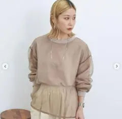 samansa Mos2 blue オーガンジードッキングプルオーバー