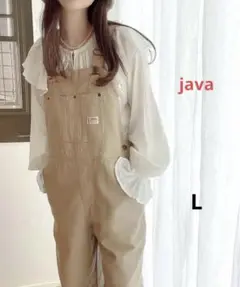 javaジャバ×クラシカルエルフ　コラボサロペット　オーバーオール　ベージュ　L