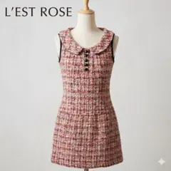 レストローズ クリスタルシック ツイードミニワンピース ノースリーブ 日本製