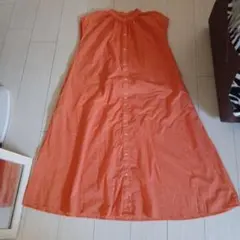 ノースリーブ ロングシャツワンピース オレンジ
