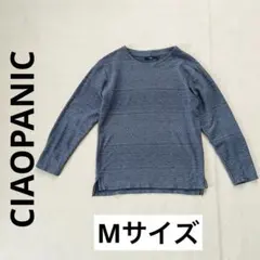 CIAOPANIC 長袖カットソー ジャガード織り 幾何学 模様 ネイビー M