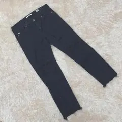 【SOMETHING】サムシング　デニム（L）スキニー　ダメージ加工　ブラック