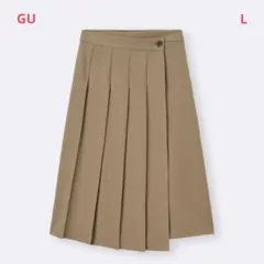GU プリーツスカート ラップデザイン ベージュ Lのサムネイル