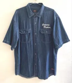 Dickies ディッキーズ 刺繍 スナップボタン半袖デニムシャツ XL美品のサムネイル