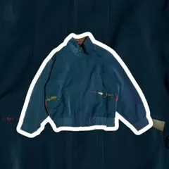 ブルゾン L ネイビー 総柄裏地 ジップジャケット 古着 archive