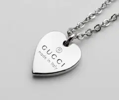 保存袋付 GUCCI グッチ ハート タグ プレート ネックレス シルバー925