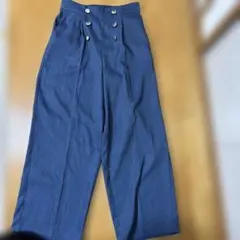 ☆美品☆DRESKIPブルー ボタン付きワイドパンツ