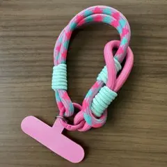 ナイロン製スマホストラップ ピンク水色