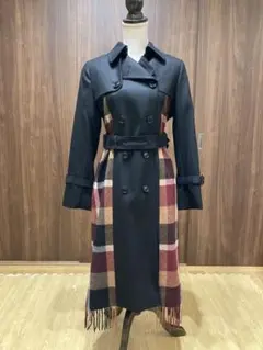 【美品】希少 ブルーレーベルクレストブリッジ トレンチコート チェック フリンジ