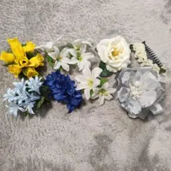 フラワーヘアアクセサリーコサージュ10個セット