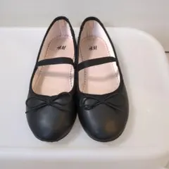 H&M 黒 バレエシューズ リボン付き　31　フォーマル
