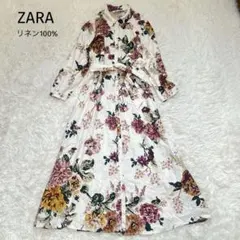 美品】ZARA WOMAN ブラウス 贅沢ボリューム袖 フラワープリントL 