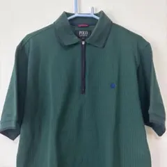 POLO ダークグリーン ジッパーポロシャツ M