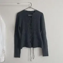 新品未使用　リボンデザインニット　チャコールグレー