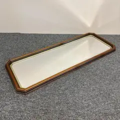 ヴィンテージ調 木製ウォールミラー 角丸 木枠 46.5×115cm 北欧モダン