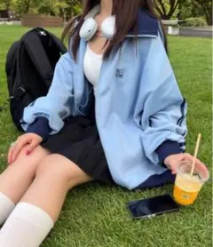 nemne store ワンポイント刺繍トラックジャケット