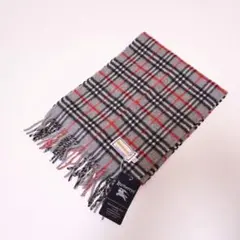 【未使用品】バーバリー グレー ノバチェック カシミアマフラー