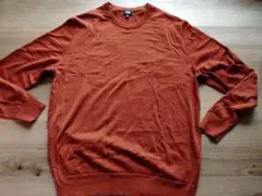 差し色に エクストラファインメリノクルーネックセーター オレンジ XXL 美品