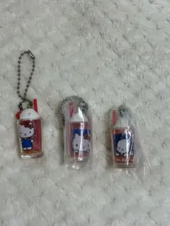 サンリオレトログラスミニチュアチャーム　ポチャッコ　キティ